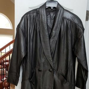 Preston and York full-length leather coat